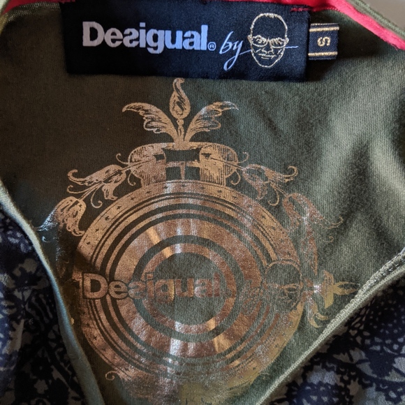 NWOT green Desigual long sleeve velvet print S - Picture 3 of 5